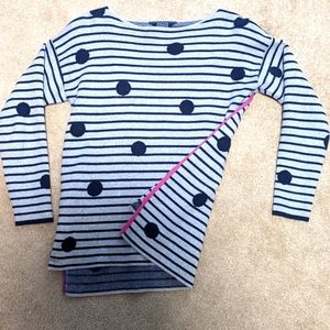 Joules Knitware, Wool Blend Navy Polka Dot Sweater, Size 6 (Fits Size Small)